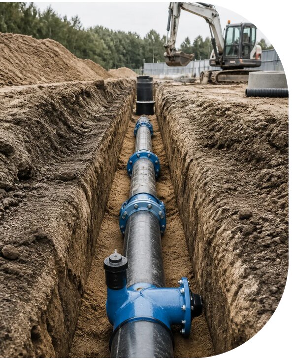 Строительство наружных сетей водоснабжения для объектов в Домодедове
